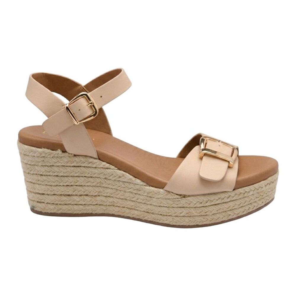 Lotus Shoes Womens/Ladies Emeia Espadrille Wedge Sandals / Nude